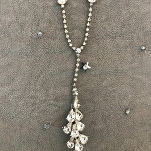 Retired, Signed Carolee Cascading, Silver Tone, Clear White Crystals